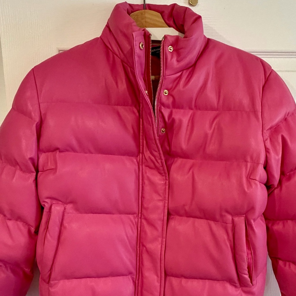 Generation Love faux leather puffer jacket - Hot pink, Gold hardware, size M